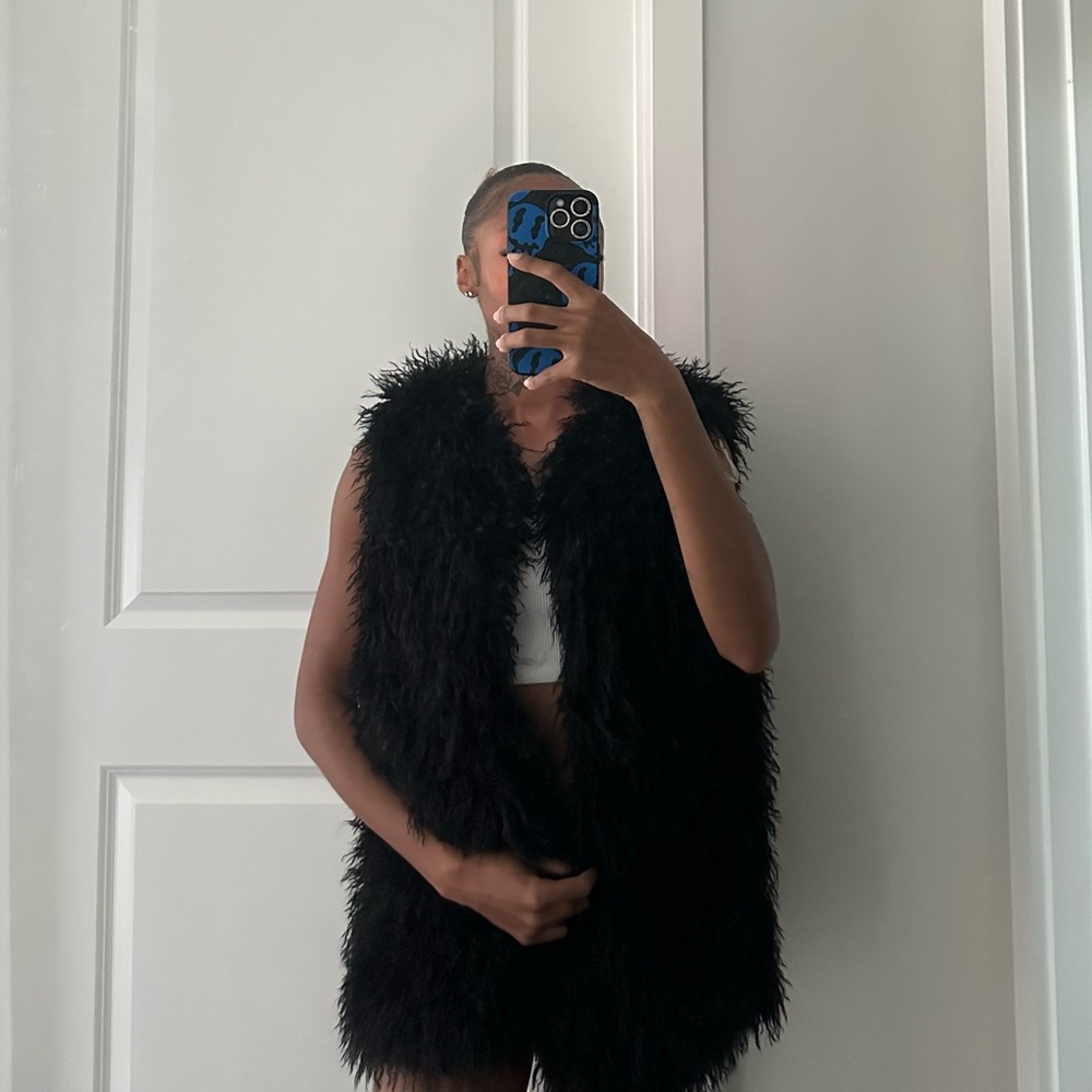 Fashion Nova Black Furry Vest